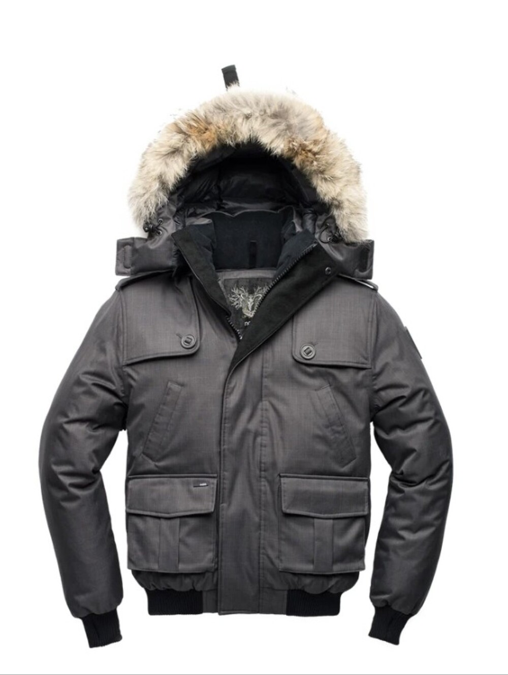 NWT Cartel Men's Olive Green Bomber Jacket with Hooded fur collar